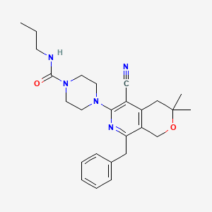 molecular formula C26H33N5O2 B11590171 4-(8-benzyl-5-cyano-3,3-dimethyl-3,4-dihydro-1H-pyrano[3,4-c]pyridin-6-yl)-N-propylpiperazine-1-carboxamide 