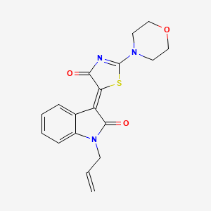 molecular formula C18H17N3O3S B11590210 (3Z)-1-Allyl-3-(2-(4-morpholinyl)-4-oxo-1,3-thiazol-5(4H)-ylidene)-1,3-dihydro-2H-indol-2-one 