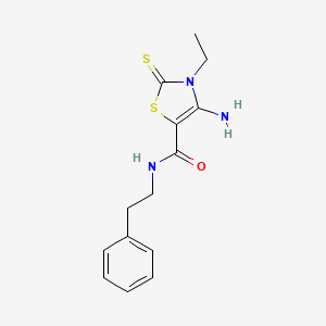 4-amino-3-ethyl-N-(2-phenylethyl)-2-thioxo-2,3-dihydro-1,3-thiazole-5-carboxamide