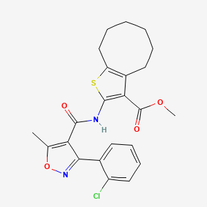 molecular formula C23H23ClN2O4S B11590233 Methyl 2-({[3-(2-chlorophenyl)-5-methyl-1,2-oxazol-4-yl]carbonyl}amino)-4,5,6,7,8,9-hexahydrocycloocta[b]thiophene-3-carboxylate 