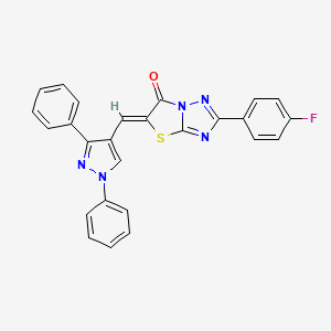 molecular formula C26H16FN5OS B11590238 (5Z)-5-[(1,3-diphenyl-1H-pyrazol-4-yl)methylene]-2-(4-fluorophenyl)[1,3]thiazolo[3,2-b][1,2,4]triazol-6(5H)-one 