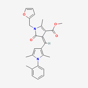 molecular formula C26H26N2O4 B11590246 methyl (4Z)-4-{[2,5-dimethyl-1-(2-methylphenyl)-1H-pyrrol-3-yl]methylidene}-1-(furan-2-ylmethyl)-2-methyl-5-oxo-4,5-dihydro-1H-pyrrole-3-carboxylate 