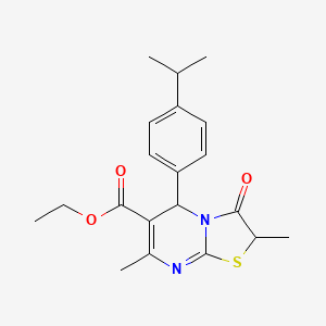 ethyl 2,7-dimethyl-3-oxo-5-[4-(propan-2-yl)phenyl]-2,3-dihydro-5H-[1,3]thiazolo[3,2-a]pyrimidine-6-carboxylate