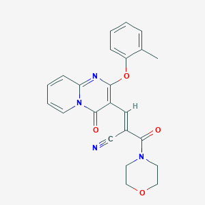 molecular formula C23H20N4O4 B11590289 (2E)-3-[2-(2-methylphenoxy)-4-oxo-4H-pyrido[1,2-a]pyrimidin-3-yl]-2-(morpholin-4-ylcarbonyl)prop-2-enenitrile 