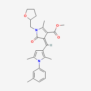 molecular formula C26H30N2O4 B11590318 methyl (4Z)-4-{[2,5-dimethyl-1-(3-methylphenyl)-1H-pyrrol-3-yl]methylidene}-2-methyl-5-oxo-1-(tetrahydrofuran-2-ylmethyl)-4,5-dihydro-1H-pyrrole-3-carboxylate 