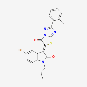 (3Z)-5-bromo-3-[2-(2-methylphenyl)-6-oxo[1,3]thiazolo[3,2-b][1,2,4]triazol-5(6H)-ylidene]-1-propyl-1,3-dihydro-2H-indol-2-one