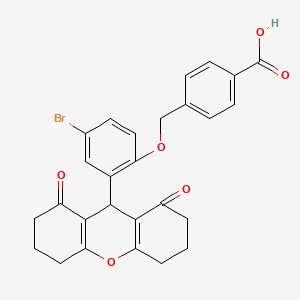 molecular formula C27H23BrO6 B11590363 4-{[4-bromo-2-(1,8-dioxo-2,3,4,5,6,7,8,9-octahydro-1H-xanthen-9-yl)phenoxy]methyl}benzoic acid 