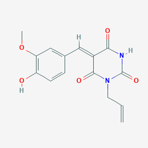 molecular formula C15H14N2O5 B11590379 (5Z)-5-(4-hydroxy-3-methoxybenzylidene)-1-(prop-2-en-1-yl)pyrimidine-2,4,6(1H,3H,5H)-trione 