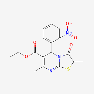 molecular formula C17H17N3O5S B11590471 ethyl 2,7-dimethyl-5-(2-nitrophenyl)-3-oxo-2H,3H,5H-[1,3]thiazolo[3,2-a]pyrimidine-6-carboxylate 