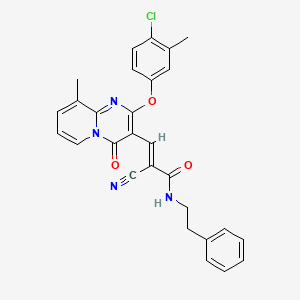 molecular formula C28H23ClN4O3 B11590483 (2E)-3-[2-(4-chloro-3-methylphenoxy)-9-methyl-4-oxo-4H-pyrido[1,2-a]pyrimidin-3-yl]-2-cyano-N-(2-phenylethyl)prop-2-enamide 