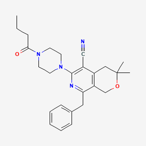 molecular formula C26H32N4O2 B11590485 8-benzyl-6-(4-butanoylpiperazin-1-yl)-3,3-dimethyl-3,4-dihydro-1H-pyrano[3,4-c]pyridine-5-carbonitrile 