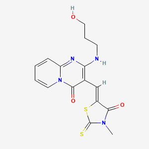 2-[(3-hydroxypropyl)amino]-3-[(Z)-(3-methyl-4-oxo-2-thioxo-1,3-thiazolidin-5-ylidene)methyl]-4H-pyrido[1,2-a]pyrimidin-4-one