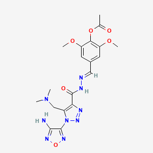 molecular formula C19H23N9O6 B11590514 4-{(E)-[2-({1-(4-amino-1,2,5-oxadiazol-3-yl)-5-[(dimethylamino)methyl]-1H-1,2,3-triazol-4-yl}carbonyl)hydrazinylidene]methyl}-2,6-dimethoxyphenyl acetate 