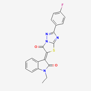 (3Z)-1-ethyl-3-[2-(4-fluorophenyl)-6-oxo[1,3]thiazolo[3,2-b][1,2,4]triazol-5(6H)-ylidene]-1,3-dihydro-2H-indol-2-one