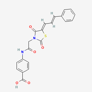 4-[({(5Z)-2,4-dioxo-5-[(2E)-3-phenylprop-2-enylidene]-1,3-thiazolidin-3-yl}acetyl)amino]benzoic acid