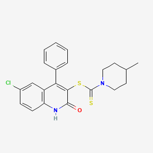 molecular formula C22H21ClN2OS2 B11590553 6-Chloro-2-oxo-4-phenyl-1,2-dihydroquinolin-3-yl 4-methylpiperidine-1-carbodithioate 