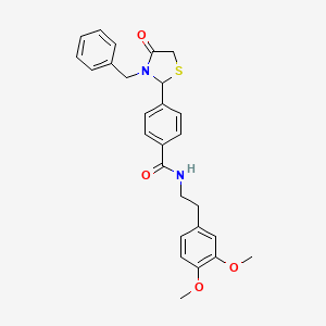 molecular formula C27H28N2O4S B11590558 4-(3-benzyl-4-oxo-1,3-thiazolidin-2-yl)-N-[2-(3,4-dimethoxyphenyl)ethyl]benzamide 