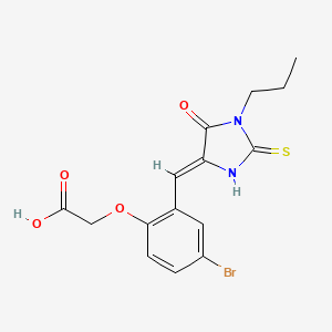 {4-bromo-2-[(Z)-(5-oxo-1-propyl-2-thioxoimidazolidin-4-ylidene)methyl]phenoxy}acetic acid