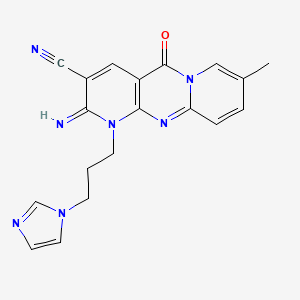 7-(3-imidazol-1-ylpropyl)-6-imino-13-methyl-2-oxo-1,7,9-triazatricyclo[8.4.0.03,8]tetradeca-3(8),4,9,11,13-pentaene-5-carbonitrile