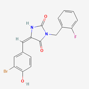 (5E)-5-(3-bromo-4-hydroxybenzylidene)-3-(2-fluorobenzyl)imidazolidine-2,4-dione