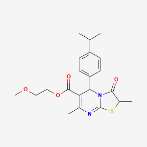 2-methoxyethyl 2,7-dimethyl-3-oxo-5-[4-(propan-2-yl)phenyl]-2,3-dihydro-5H-[1,3]thiazolo[3,2-a]pyrimidine-6-carboxylate