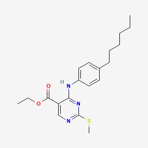 molecular formula C20H27N3O2S B11590668 Ethyl 4-[(4-hexylphenyl)amino]-2-(methylsulfanyl)pyrimidine-5-carboxylate 