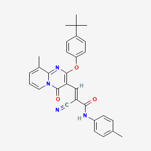 (2E)-3-[2-(4-tert-butylphenoxy)-9-methyl-4-oxo-4H-pyrido[1,2-a]pyrimidin-3-yl]-2-cyano-N-(4-methylphenyl)prop-2-enamide