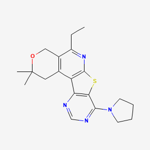 8-ethyl-4,4-dimethyl-13-pyrrolidin-1-yl-5-oxa-11-thia-9,14,16-triazatetracyclo[8.7.0.02,7.012,17]heptadeca-1(10),2(7),8,12(17),13,15-hexaene