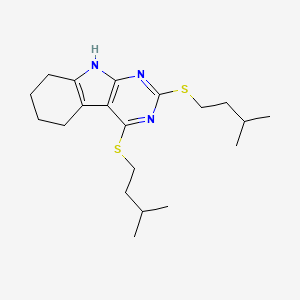 molecular formula C20H31N3S2 B11590724 2,4-bis[(3-methylbutyl)sulfanyl]-6,7,8,9-tetrahydro-5H-pyrimido[4,5-b]indole 