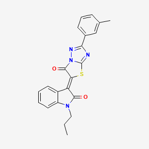 molecular formula C22H18N4O2S B11590761 (3Z)-3-[2-(3-methylphenyl)-6-oxo[1,3]thiazolo[3,2-b][1,2,4]triazol-5(6H)-ylidene]-1-propyl-1,3-dihydro-2H-indol-2-one 