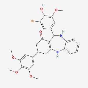 molecular formula C29H29BrN2O6 B11590762 11-(3-bromo-4-hydroxy-5-methoxyphenyl)-3-(3,4,5-trimethoxyphenyl)-2,3,4,5,10,11-hexahydro-1H-dibenzo[b,e][1,4]diazepin-1-one 