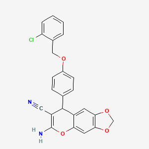 molecular formula C24H17ClN2O4 B11590785 6-amino-8-{4-[(2-chlorobenzyl)oxy]phenyl}-8H-[1,3]dioxolo[4,5-g]chromene-7-carbonitrile 