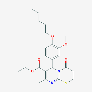 molecular formula C23H30N2O5S B11590821 ethyl 6-[3-methoxy-4-(pentyloxy)phenyl]-8-methyl-4-oxo-3,4-dihydro-2H,6H-pyrimido[2,1-b][1,3]thiazine-7-carboxylate 