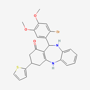 11-(2-Bromo-4,5-dimethoxyphenyl)-3-(2-thienyl)-2,3,4,5,10,11-hexahydro-1H-dibenzo[B,E][1,4]diazepin-1-one