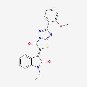 (3Z)-1-ethyl-3-[2-(2-methoxyphenyl)-6-oxo[1,3]thiazolo[3,2-b][1,2,4]triazol-5(6H)-ylidene]-1,3-dihydro-2H-indol-2-one