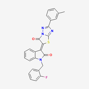 (3Z)-1-(2-fluorobenzyl)-3-[2-(3-methylphenyl)-6-oxo[1,3]thiazolo[3,2-b][1,2,4]triazol-5(6H)-ylidene]-1,3-dihydro-2H-indol-2-one