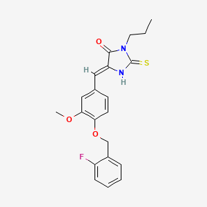 (5Z)-5-({4-[(2-Fluorophenyl)methoxy]-3-methoxyphenyl}methylidene)-3-propyl-2-sulfanylideneimidazolidin-4-one