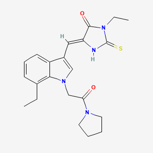 (5Z)-3-ethyl-5-({7-ethyl-1-[2-oxo-2-(pyrrolidin-1-yl)ethyl]-1H-indol-3-yl}methylidene)-2-thioxoimidazolidin-4-one