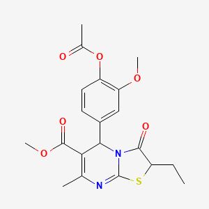 Methyl 5-(4-acetoxy-3-methoxyphenyl)-2-ethyl-7-methyl-3-oxo-3,5-dihydro-2H-thiazolo[3,2-a]pyrimidine-6-carboxylate