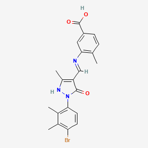 molecular formula C21H20BrN3O3 B11590934 3-({(Z)-[1-(4-bromo-2,3-dimethylphenyl)-3-methyl-5-oxo-1,5-dihydro-4H-pyrazol-4-ylidene]methyl}amino)-4-methylbenzoic acid 