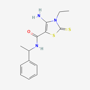 molecular formula C14H17N3OS2 B11590950 4-amino-3-ethyl-N-(1-phenylethyl)-2-thioxo-2,3-dihydro-1,3-thiazole-5-carboxamide CAS No. 618072-07-4