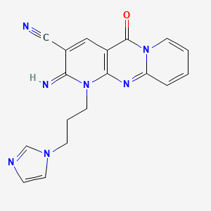 7-(3-imidazol-1-ylpropyl)-6-imino-2-oxo-1,7,9-triazatricyclo[8.4.0.03,8]tetradeca-3(8),4,9,11,13-pentaene-5-carbonitrile