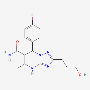 molecular formula C16H18FN5O2 B11591039 7-(4-Fluorophenyl)-2-(3-hydroxypropyl)-5-methyl-4,7-dihydro[1,2,4]triazolo[1,5-a]pyrimidine-6-carboxamide CAS No. 531493-86-4