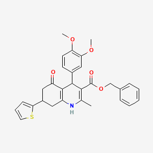 Benzyl 4-(3,4-dimethoxyphenyl)-2-methyl-5-oxo-7-(thiophen-2-yl)-1,4,5,6,7,8-hexahydroquinoline-3-carboxylate