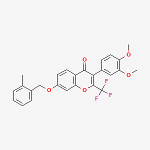 molecular formula C26H21F3O5 B11591094 3-(3,4-dimethoxyphenyl)-7-[(2-methylbenzyl)oxy]-2-(trifluoromethyl)-4H-chromen-4-one 