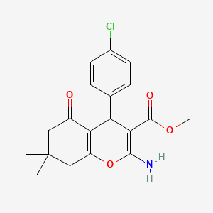 molecular formula C19H20ClNO4 B11591107 methyl 2-amino-4-(4-chlorophenyl)-7,7-dimethyl-5-oxo-5,6,7,8-tetrahydro-4H-chromene-3-carboxylate 