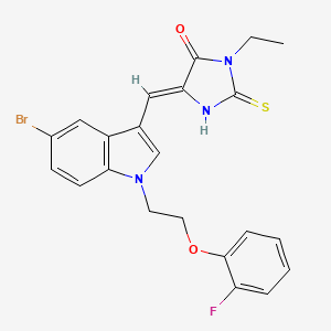 (5Z)-5-({5-bromo-1-[2-(2-fluorophenoxy)ethyl]-1H-indol-3-yl}methylidene)-3-ethyl-2-thioxoimidazolidin-4-one