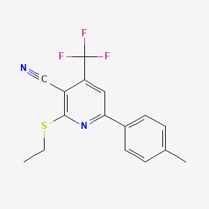 molecular formula C16H13F3N2S B11591121 2-(Ethylsulfanyl)-6-(4-methylphenyl)-4-(trifluoromethyl)pyridine-3-carbonitrile 