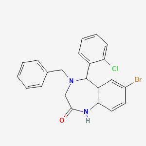 molecular formula C22H18BrClN2O B11591131 4-benzyl-7-bromo-5-(2-chlorophenyl)-1,3,4,5-tetrahydro-2H-1,4-benzodiazepin-2-one 