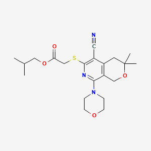 molecular formula C21H29N3O4S B11591150 2-methylpropyl {[5-cyano-3,3-dimethyl-8-(morpholin-4-yl)-3,4-dihydro-1H-pyrano[3,4-c]pyridin-6-yl]sulfanyl}acetate 